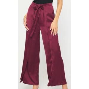 Entro Sensational Satin Pants in Dark Cherry Elastic Waist NWT